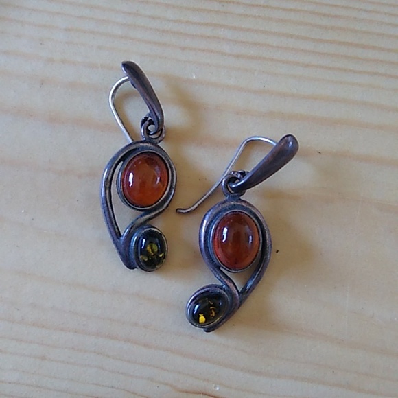Amber Sterling Silver Earrings - Picture 1 of 6